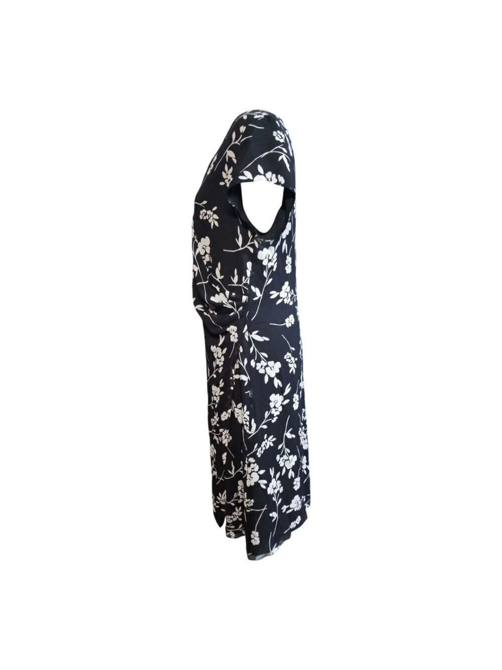 Casual Corner Midi Black and White Floral Dress Size 16 - Picture 3 of 8